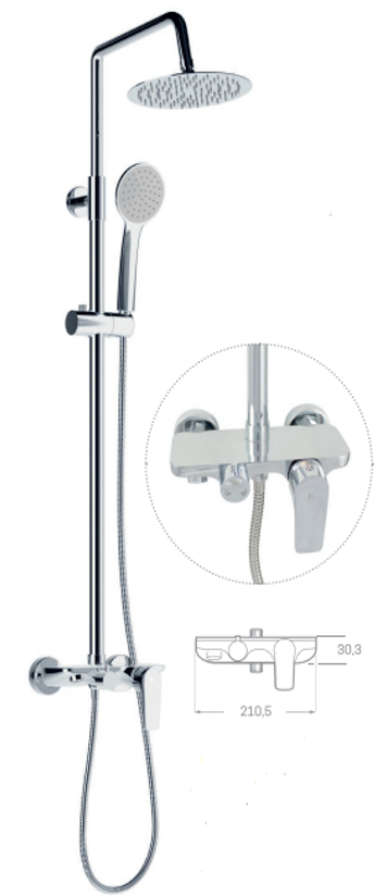 COLUMNA BAÑERA CON GRIFERÍA MONOMANDO SINUA